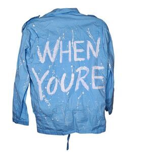 101 Showroom Jacket Graffiti Painted Womens One Size OS Blue